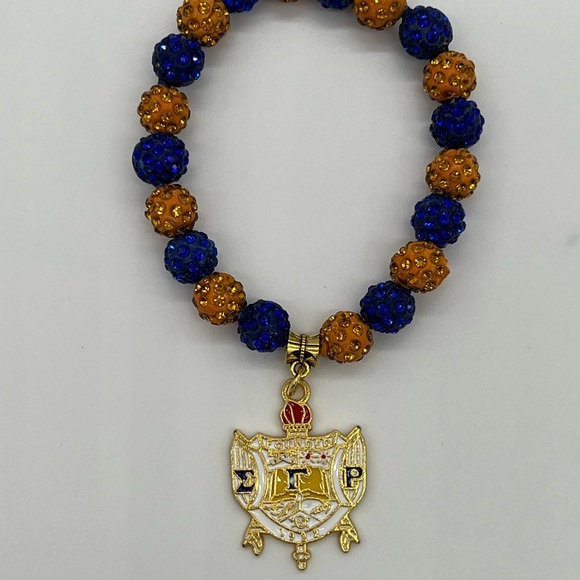 Sigma Gamma Rho Beaded Bling Shield Elastic Charm Bracelet - Picture 4 of 7